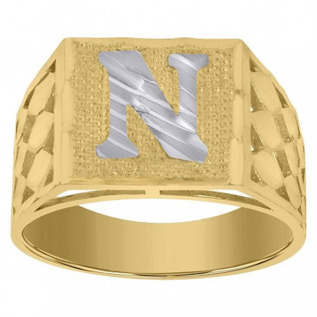 10Kt Gold Initial "N" Letter Ring