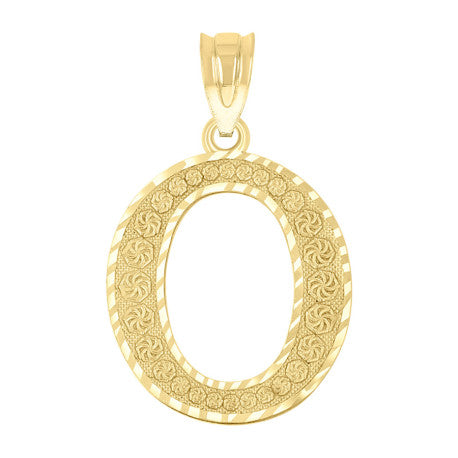 10Kt Gold Initial "O" Letter Pendant