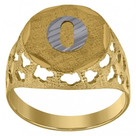 10Kt Gold Initial "O" Letter Ring