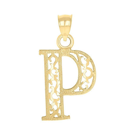 10Kt Gold Initial "P" Letter Pendant