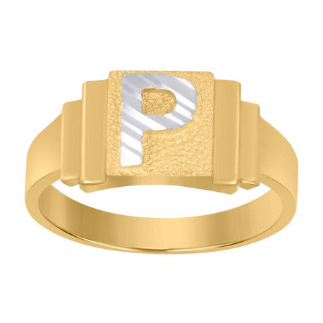 10Kt Gold Initial Letter Ring "P"