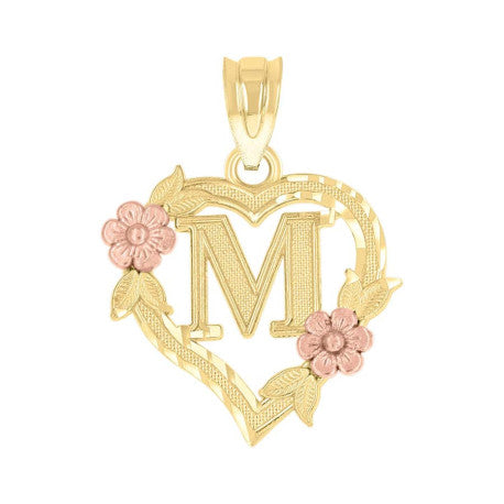 10Kt Gold Initial Pendant "M"