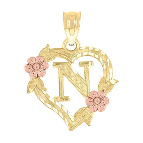 10Kt Gold Initial Pendant "N"