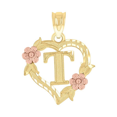 10Kt Gold Initial Pendant "T"