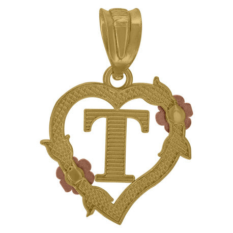 10Kt Gold Initial Pendant "T"