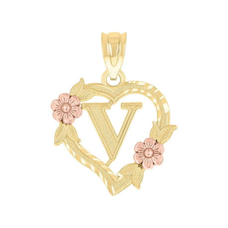 10Kt Gold Initial Pendant "V"