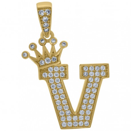 10Kt Gold Initial Pendant "V"