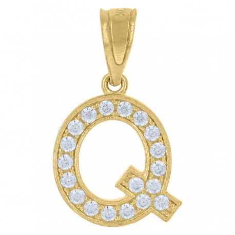 10kt Gold Initial "Q" Letter Pendant