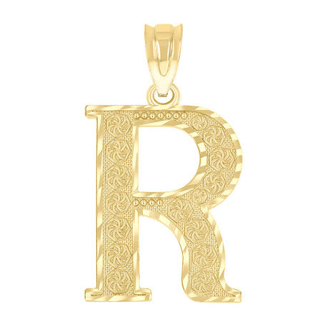 10Kt Gold Initial "R" Letter Pendant