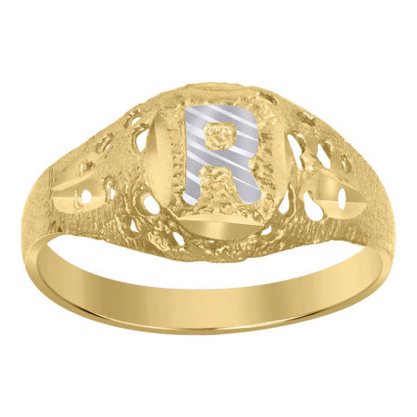 10Kt Gold Initial "R" Letter Ring