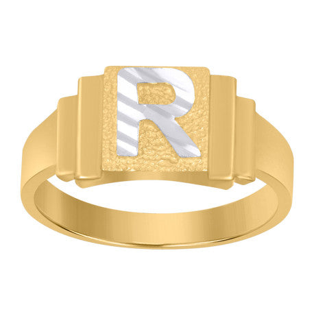 10Kt Gold Initial Letter Ring "R"