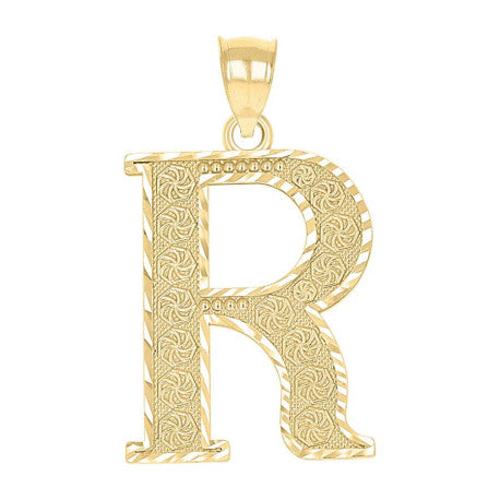 10Kt Gold Initial Letter Pendant "R"