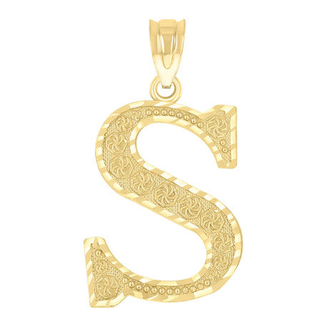 10Kt Gold Initial "S" Letter Pendant
