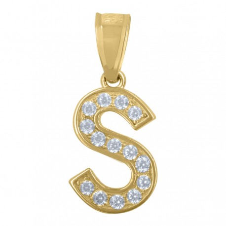 10Kt Gold Initial "S" Letter Pendant