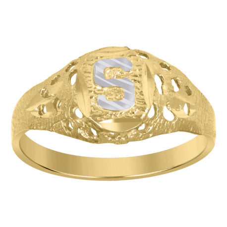 10Kt Gold Initial "S" Letter Ring