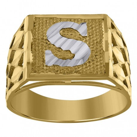 10Kt Gold Initial "S" Letter Ring