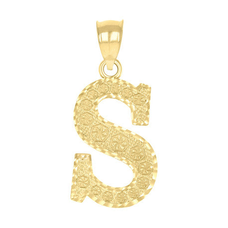 10Kt Gold Initial Letter Pendant "S"