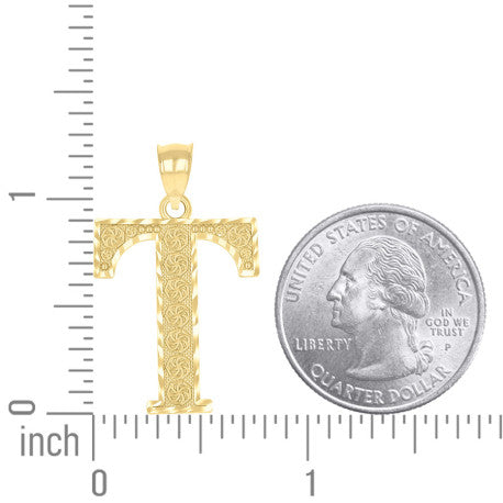 10Kt Gold Initial Letter Pendant "T"