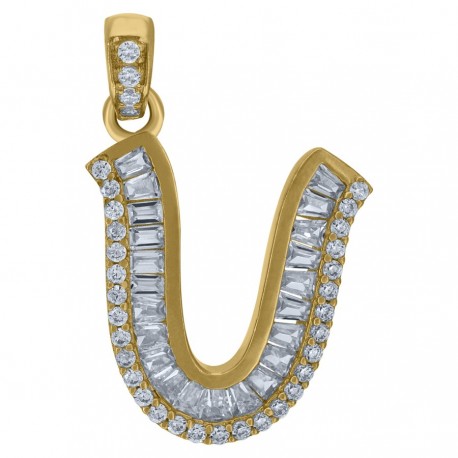 10Kt Gold Initial "U" Letter Pendant