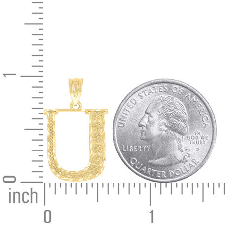 10Kt Gold Initial "U" Letter Pendant