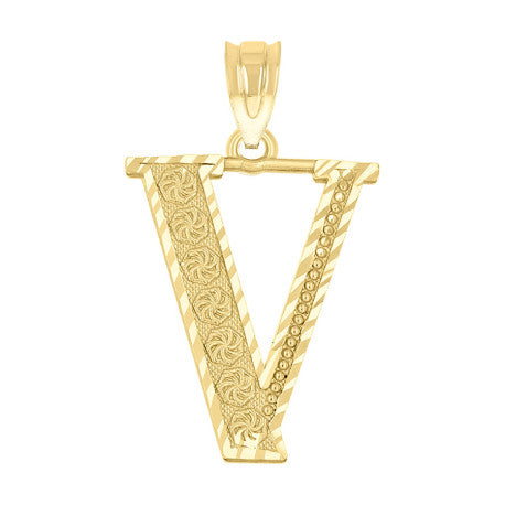 10Kt Gold Initial "V" Letter Pendant