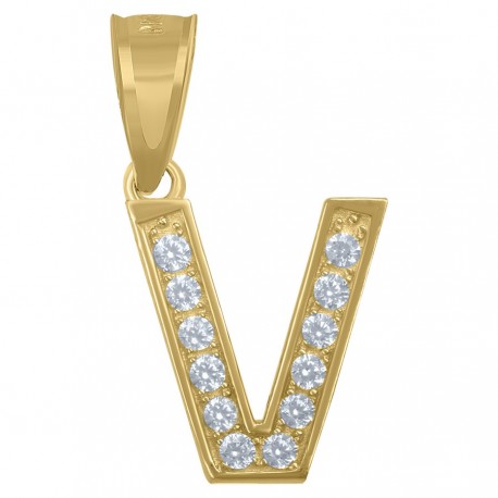10Kt Gold Initial "V" Letter Pendant