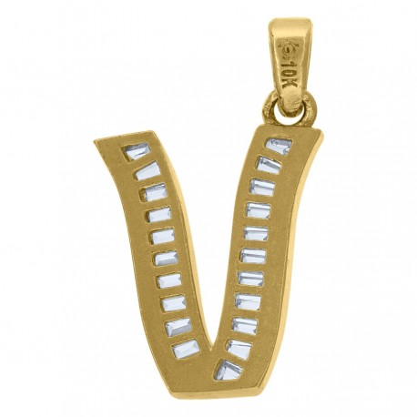 10Kt Gold Initial "V" Letter Pendant