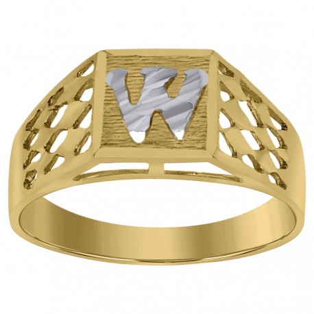 10Kt Gold Initial "W" Letter Ring