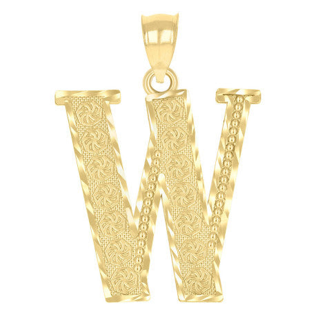 10Kt Gold Initial Letter Pendant "W"