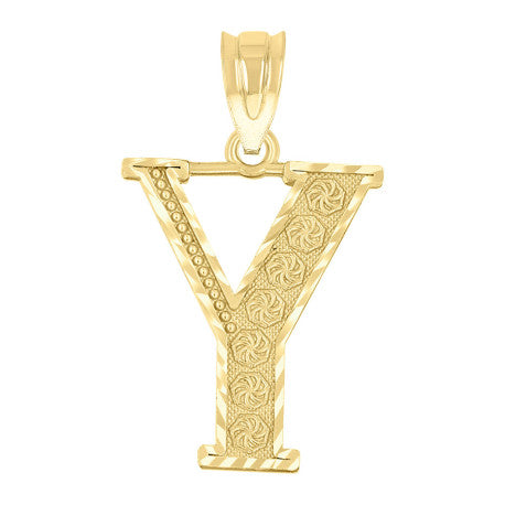 10Kt Gold Initial "Y" Letter Pendant