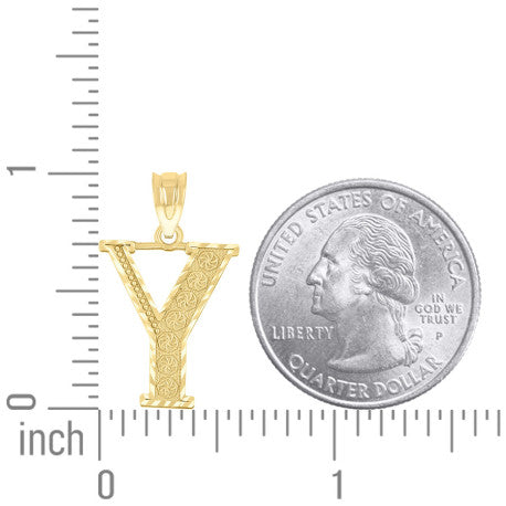 10Kt Gold Initial "Y" Letter Pendant