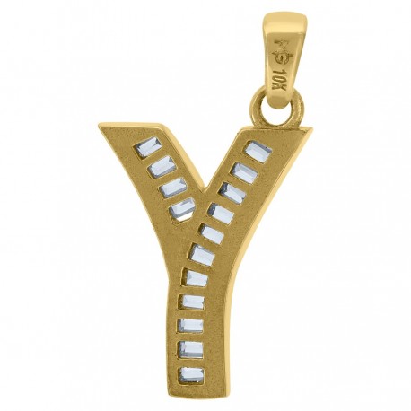 10Kt Gold Initial "Y" Letter Pendant