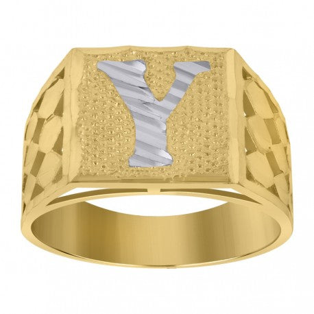 10Kt Gold Initial "Y" Letter Ring