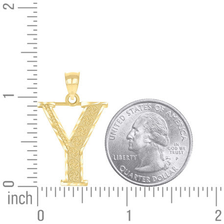 10Kt Gold Initial Letter Pendant "Y"