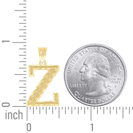 10Kt Gold Initial "Z" Letter Pendant