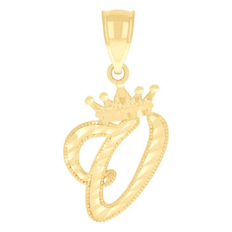 10Kt-Gold Initial"V" Pendant