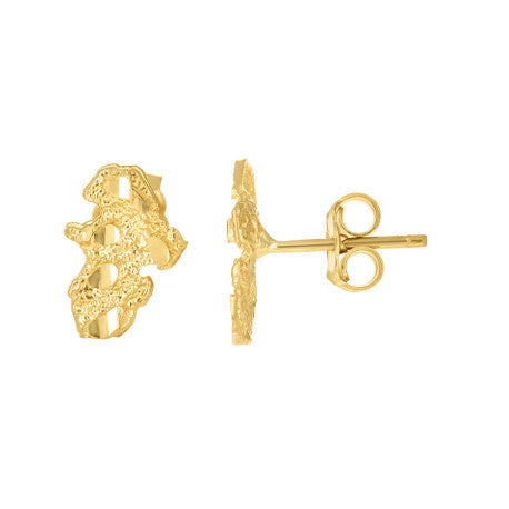 10Kt Gold Nugget Earring