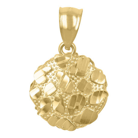 10Kt Gold Round Nugget Pendant