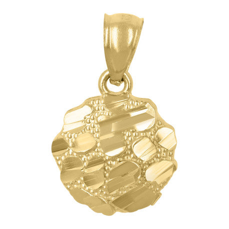 10Kt Gold Round Nugget Pendant
