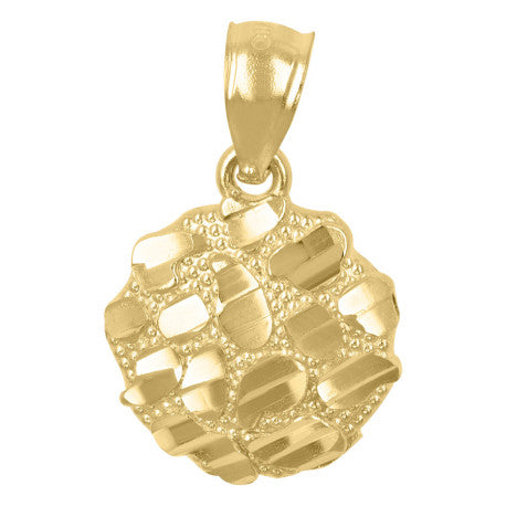 10Kt Gold Round Nugget Pendant
