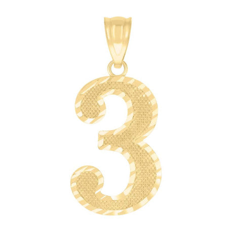 10Kt Gold Number "3" Pendant