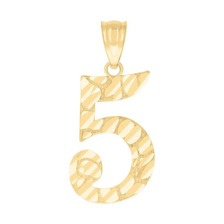 10Kt Gold Number "5" Pendant