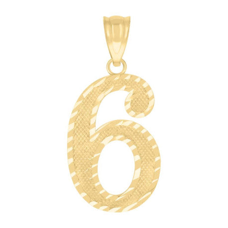 10Kt Gold Number "6" Pendant