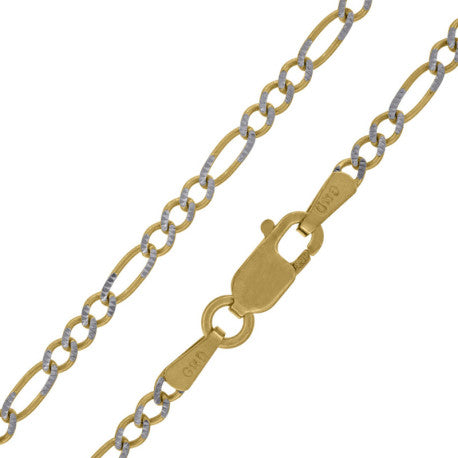 10kt-Gold Pave Figaro Chain 050