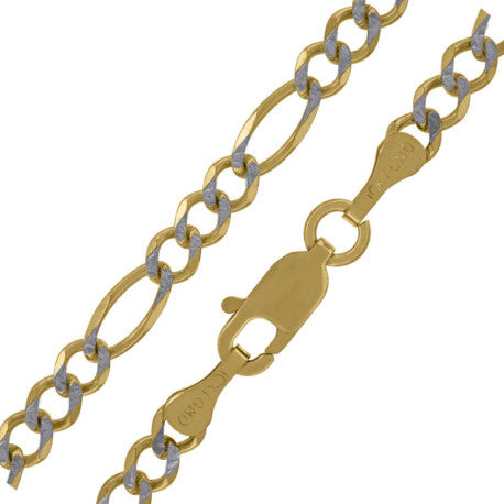 10kt-Gold Pave Figaro Chain 080