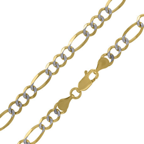10kt-Gold Pave Figaro Chain 100