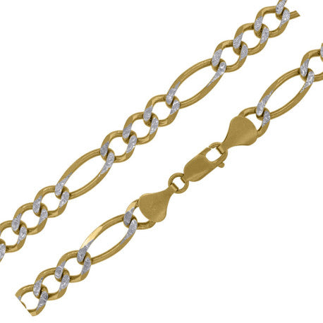 10kt-Gold Pave Figaro Chain 180