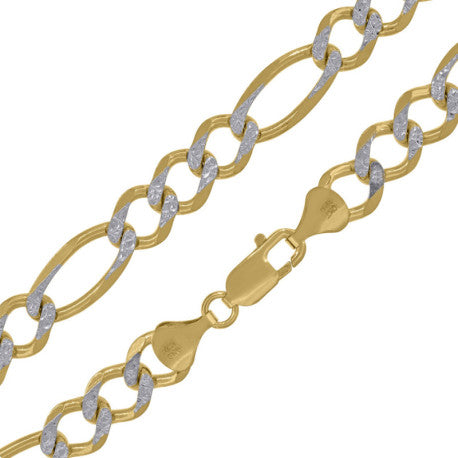 10kt-Gold Pave Figaro Chain 210