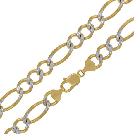 10kt-Gold Pave Figaro Chain 250