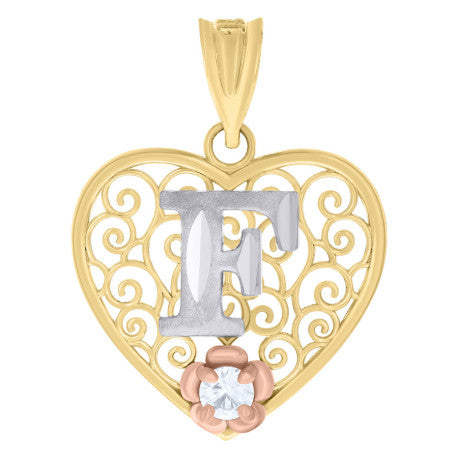10Kt Gold Pendant "F" Initial